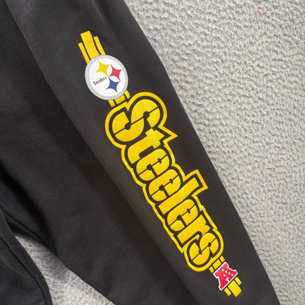 Pittsburgh Steelers Sweat Pants Mens XL NFL Team Apparel Black Sweats Wide Leg